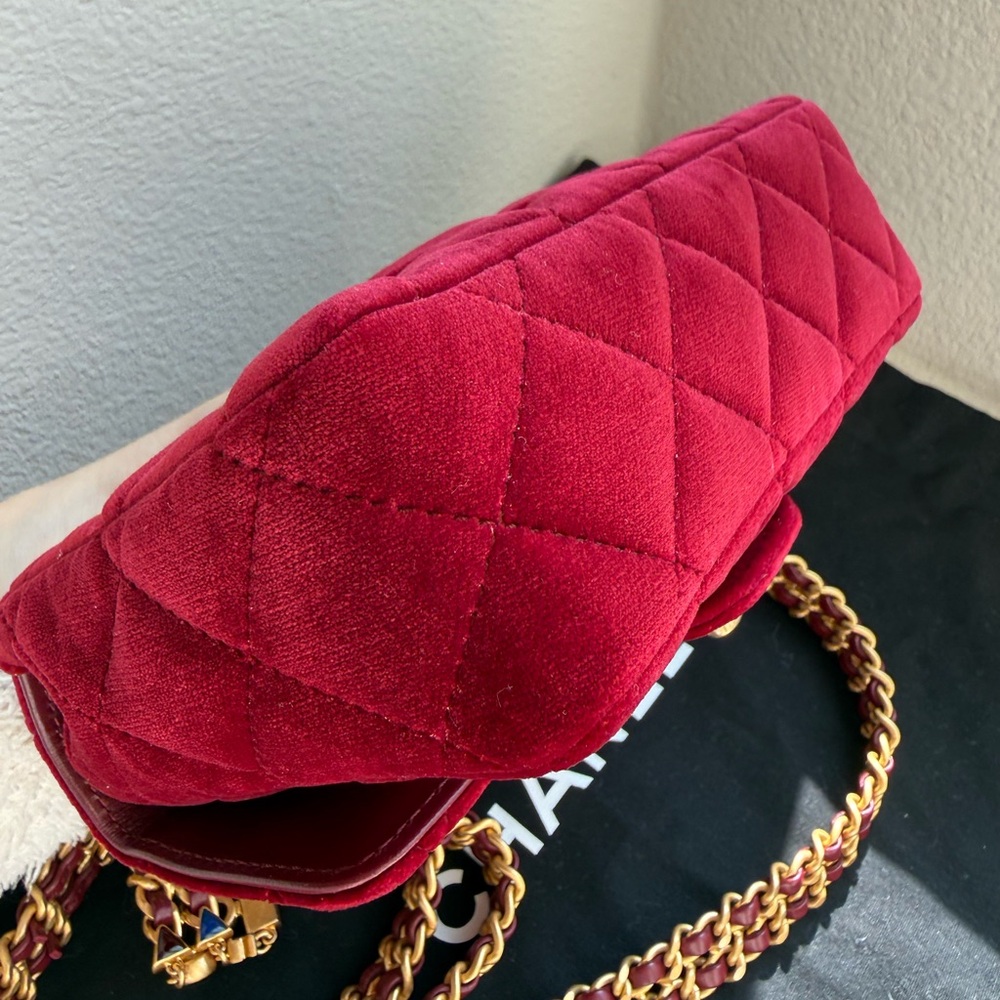 Chanel Burgundy Quilted Velvet Flap Bag - Picture 8 of 16